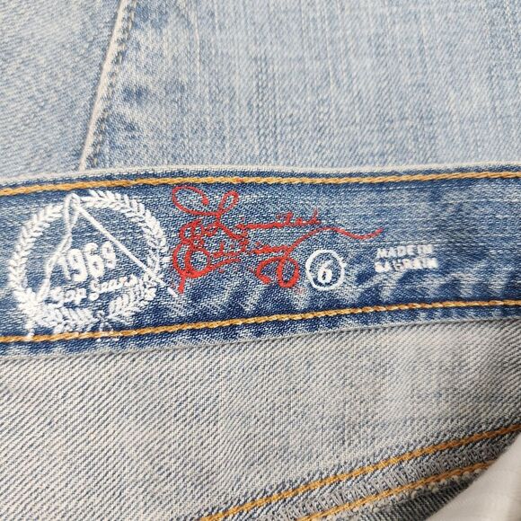 Gap Jeans Skirt Light Wash Blue Denim A-Line Knee Length Frayed Hem Size 6 - Picture 2 of 13